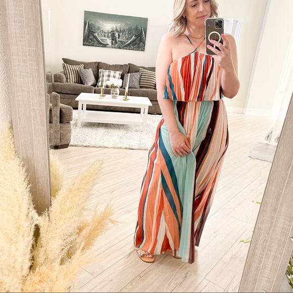 multi stripe crop top and maxi skirt set - Picture 5 of 15